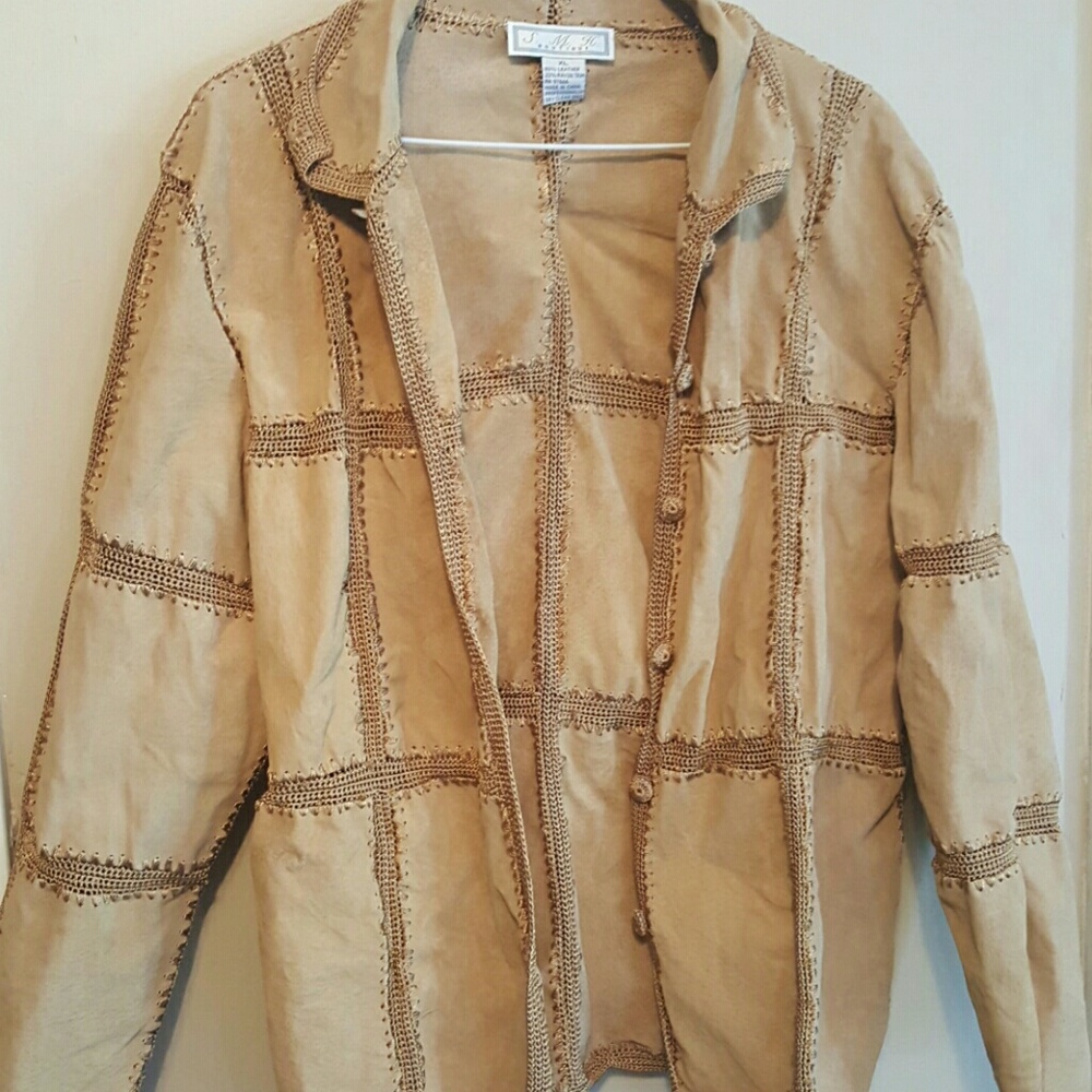 Tan Leather Rayon Boho SMH Jacket Desert Gypsy